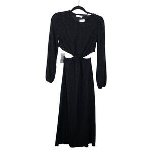 NWT Nordstrom Lush Black Long Sleeve Cut Out Dress SZ S Midi
